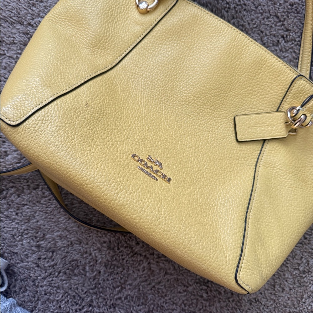 Coach Butter Yellow Kayce Satchel Bag + Coach Double Zip Matching Wallet - Picture 8 of 12